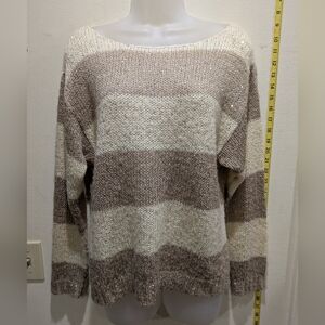 Love on a Hanger Taupe and Cream Striped Sweater Size S